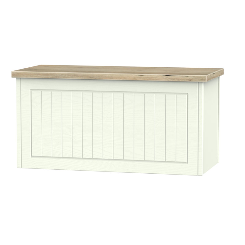 Fully Assembled Zenfield Blanket Trunk, Porcelain Ash / Bordeaux Oak
