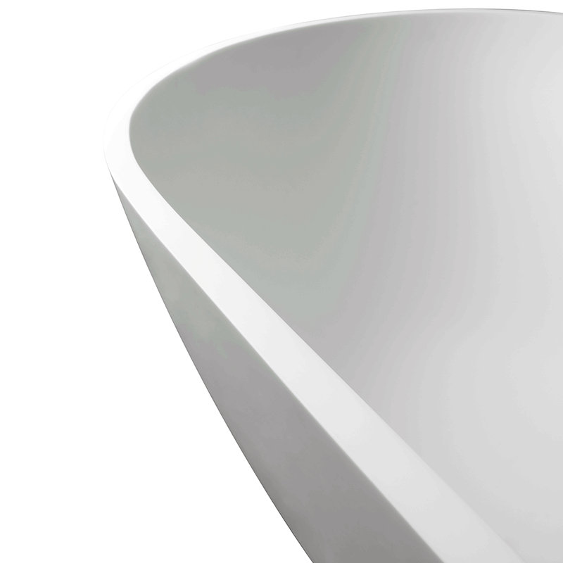 Solid Surface Soaking Bathtub - Deep Soak Freestanding Tub, White