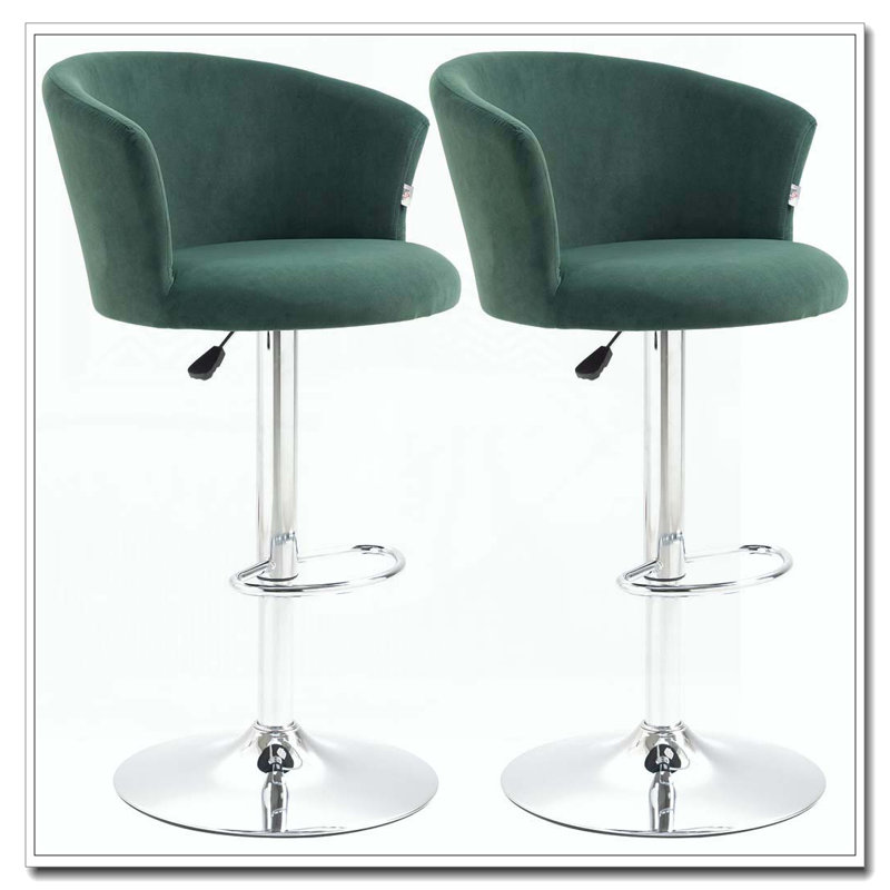 Ensemble de 2 tabourets réglables, tabouret de cuisine rembourré en velours