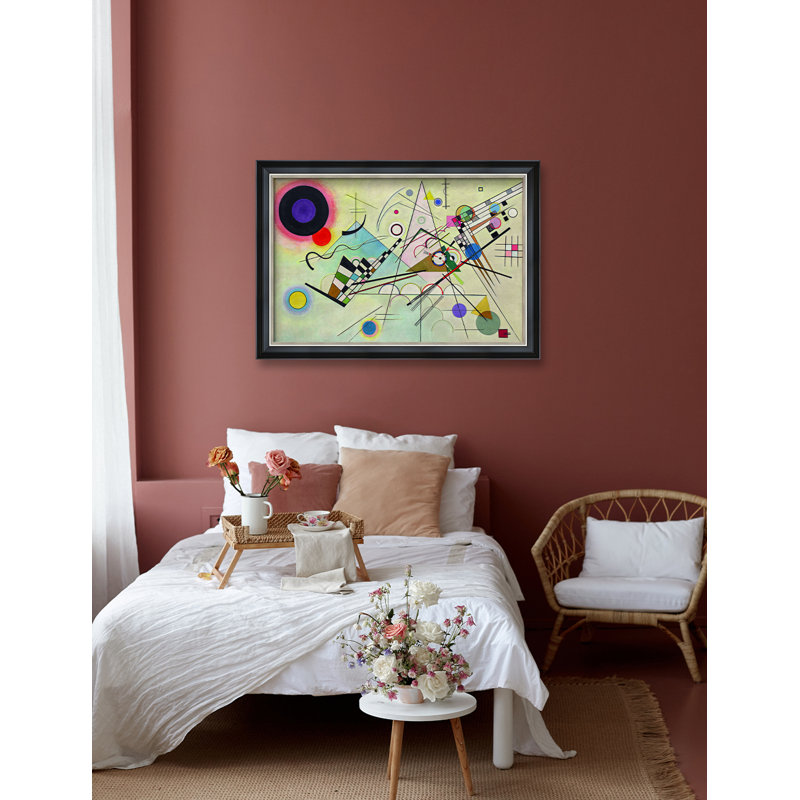 Composition 8 par Wassily Kandinsky, art mural abstrait, estampes numériques sur toile de coton sans acide, Cadre photo noir