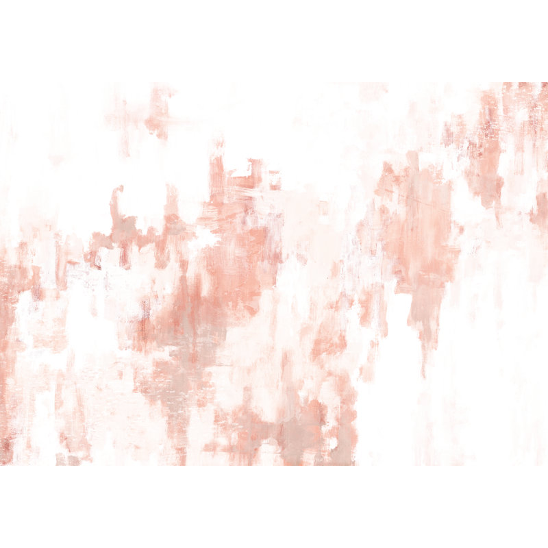 Distressed Blush And White Abstract - Wrapped Canvas Painting, 61cm H x 91cm W x 3.8cm D