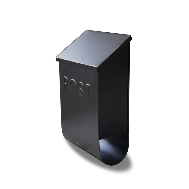 Trixie Black Galvanized Steel Wall Mounted Mailbox with Newspaper Holder
