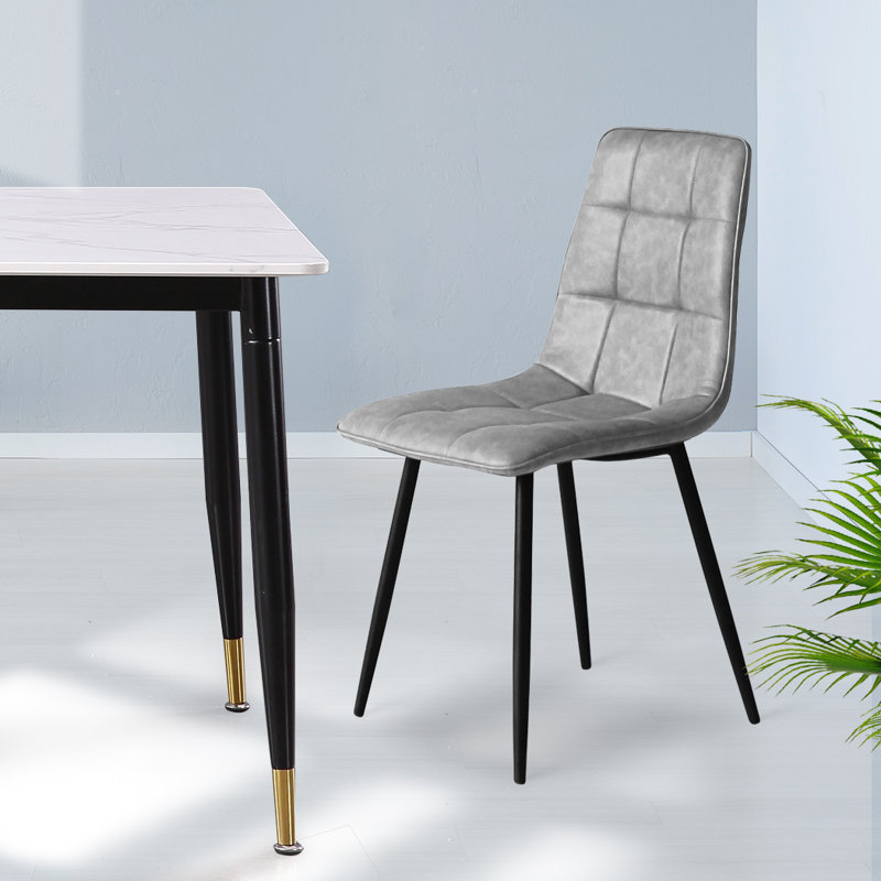 44cm H Tufted Polyurethane Upholstered Upholstered Back Stacking Accent in Grey