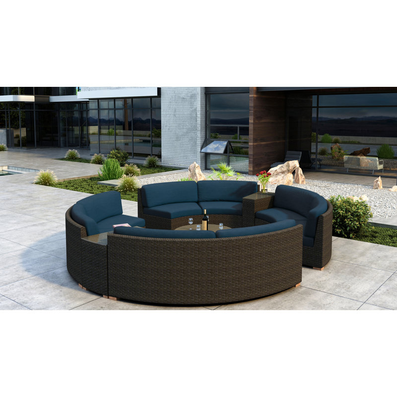 Glen Ellyn 8 - Person Patio Conversation Set with Cushions, Spectrum Indigo Sunbrella®