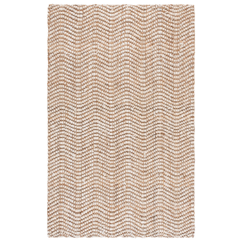 Natural Fiber Handwoven Jute Abstract Rug, Rectangle 5' x 8'