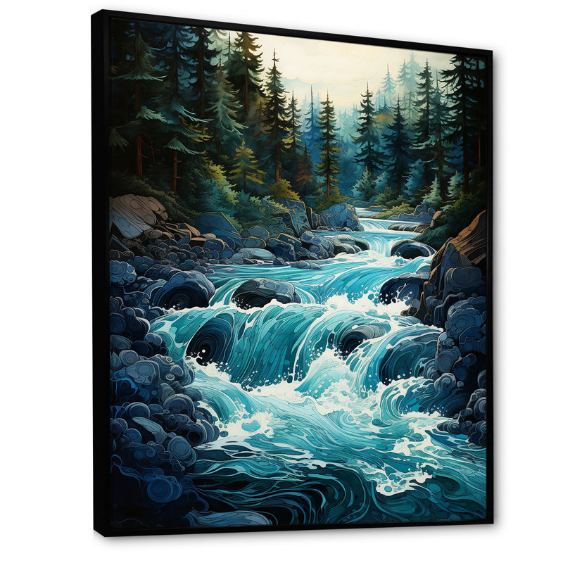 River Reverie sur toile, Cadre flottant noir, 40" H x 30" W
