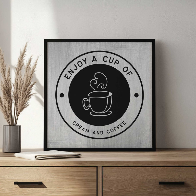 «Enjoy a Cup» par Yass Naffas Designs, reproduction d'art, L 30 po x H 30 po, Érable, Impression encadrée