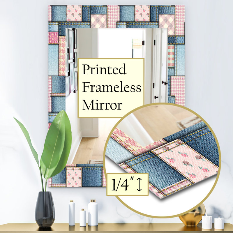 Miroir mural en patchwork mid-century modern, H 24 po x l 32 po