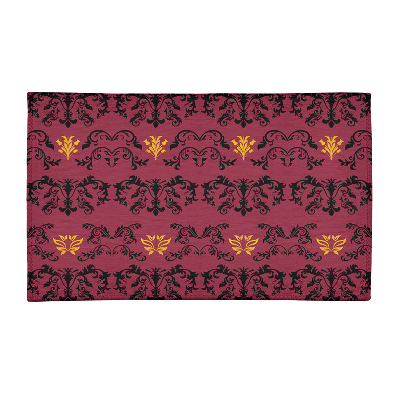 Tapis damassé rose / noir, Rectangle 3 pi x 5 pi