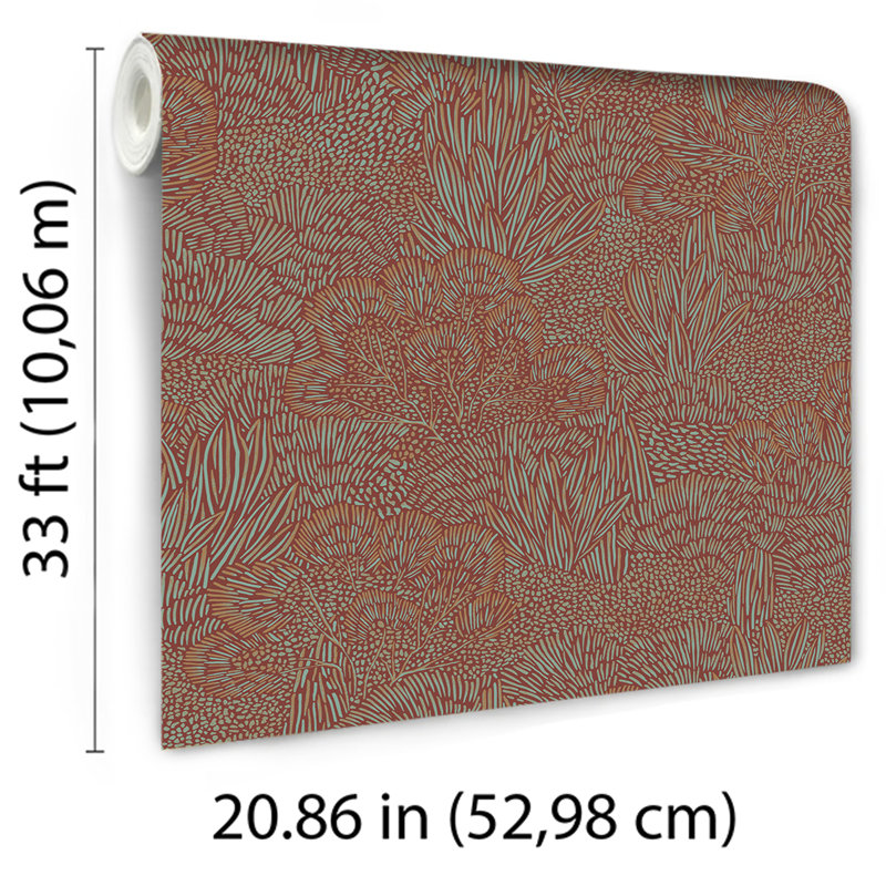 Papier peint rouge et bleu Samba Botanica, Red