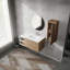 Meuble-lavabo mural avec lavabo et armoire latérale, portes à fermeture douce, armoire combinée