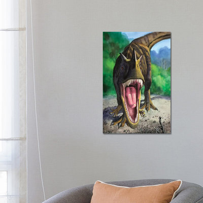 An Angry Ceratosaurus Dentisulcatus Dinosaur Shows Its Fierce Teeth by Sergey Krasovskiy - Wrapped Canvas Gallery-Wrapped Canvas Giclée