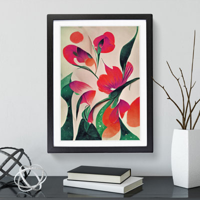 Abstract Flowers Modern No.3 - Framed Print