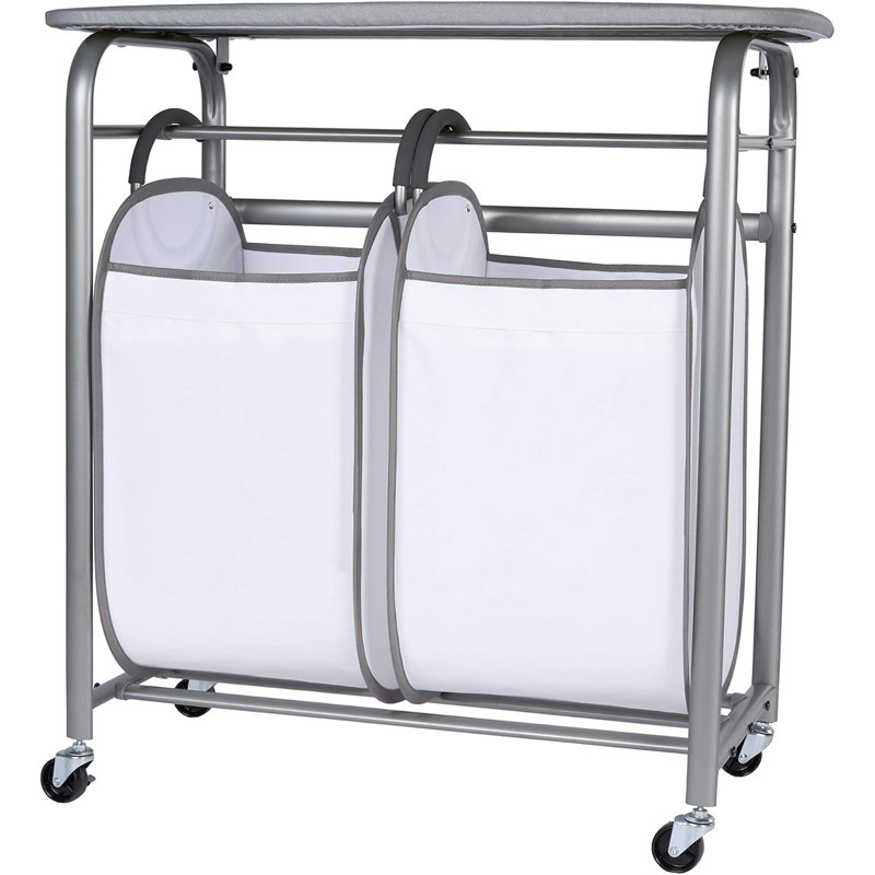 Laundry Sorter with Ironing Board - 3-in-1 Laundry Basket, Ironing Station & Laundry Folding Table - 2 x Tote Hampers