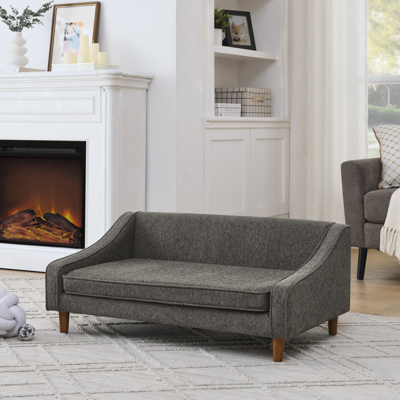 Lit rectangulaire pour chien, canapé-lit pour chien, H 16 po x l 38 po x P 22 po, Gris foncé