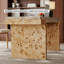 Bureau 86,61 "Mid-Century naturel avec placage de grain de bois et plateau en pierre frittée, bureau et bureau-130043821-130043822