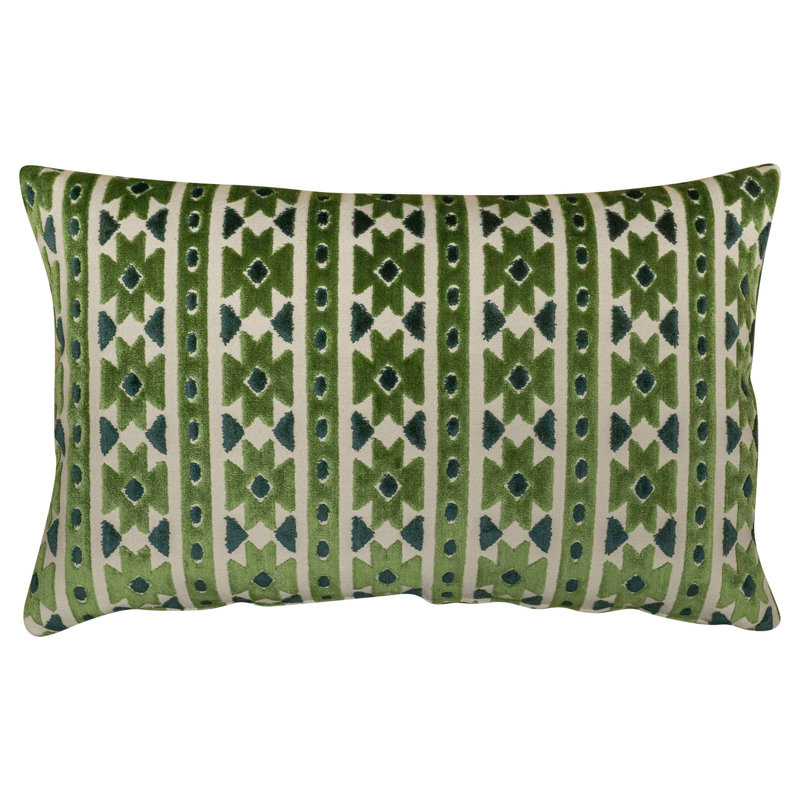 Geometric Green Cushion, 58x38cm, Feather filled