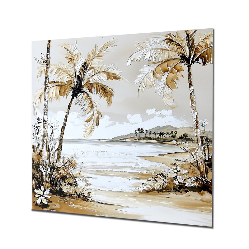 Maui's Beach Tropical Palms Landscape III - palmiers, impression sur métal traditionnelle, H 36 po x l 36 po
