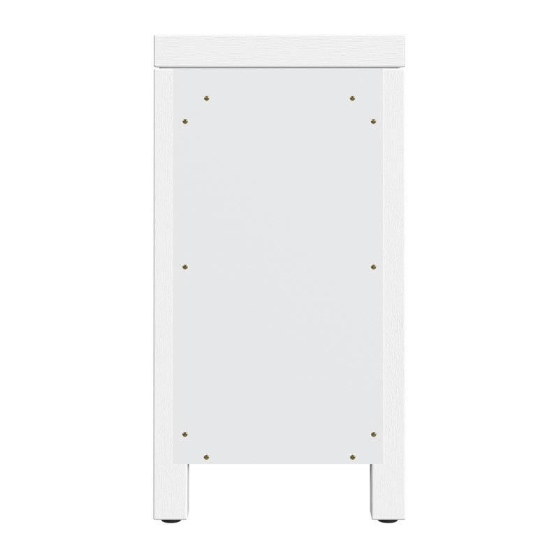 Nora 12 in. W Wood 1 Door End Table with Pull-Out Tray, Textured White