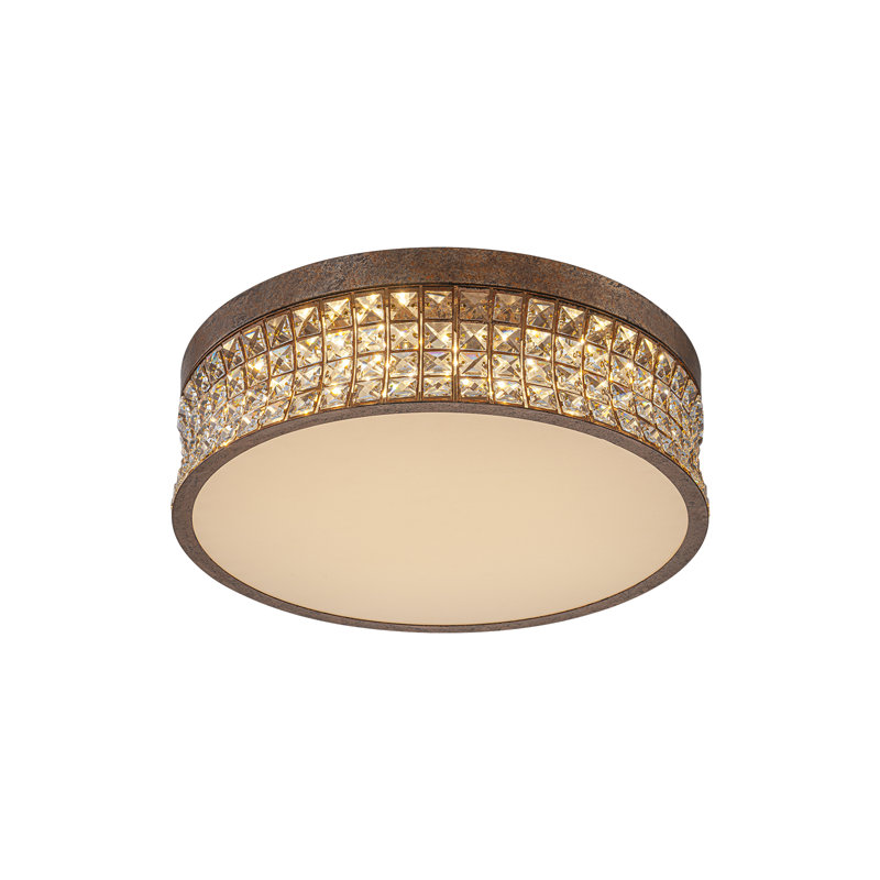 Antique Bronze Round Led Crystal Flush Mount