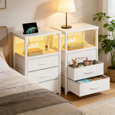 40cm W Metal Bedside Table