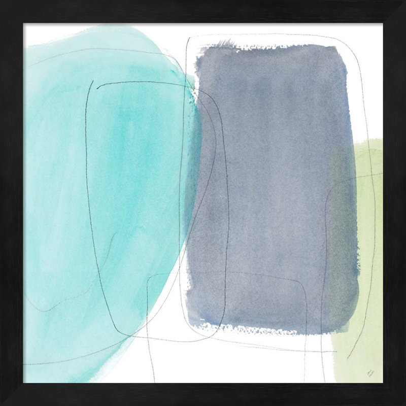 Sarcelle et gris abstrait par Lanie Loreth, art encadré (ensemble de 2)