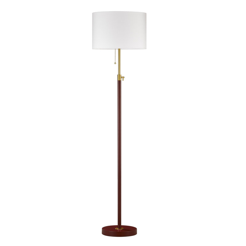 Kelliann 64.5" Traditional Adjustable Floor Lamp, Red/Gold