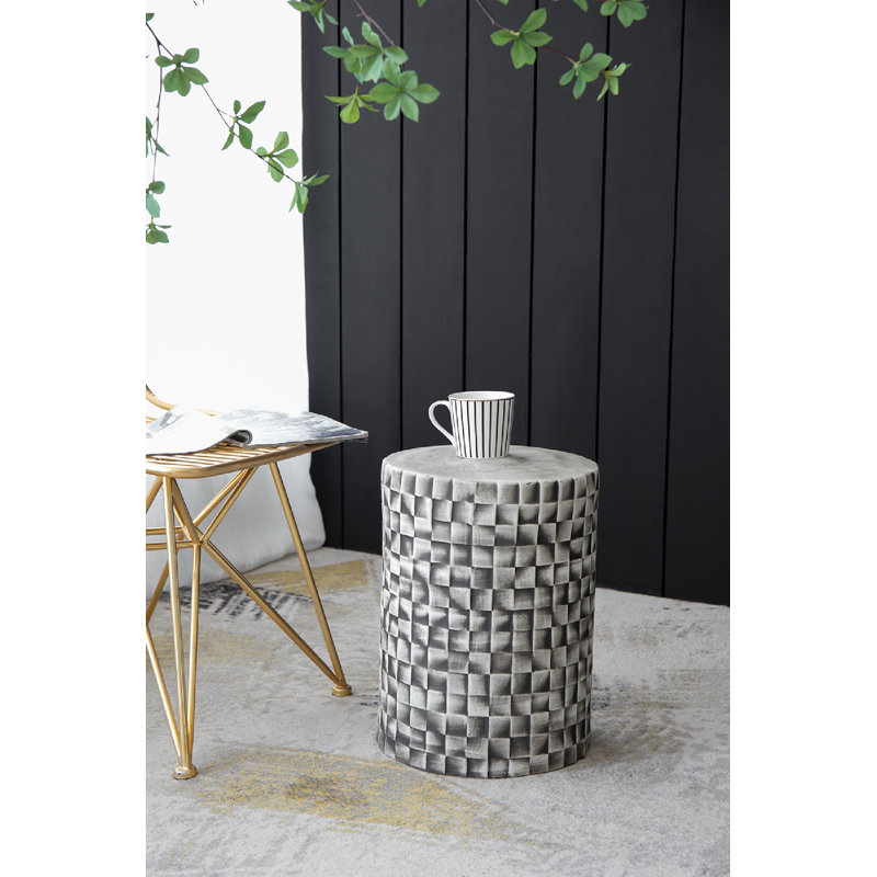 White and Black Ceramic Garden Accent Stool