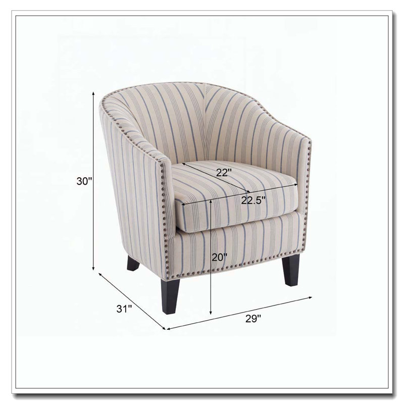 Fauteuil demi-tonneau rembourré avec accoudoirs évasés