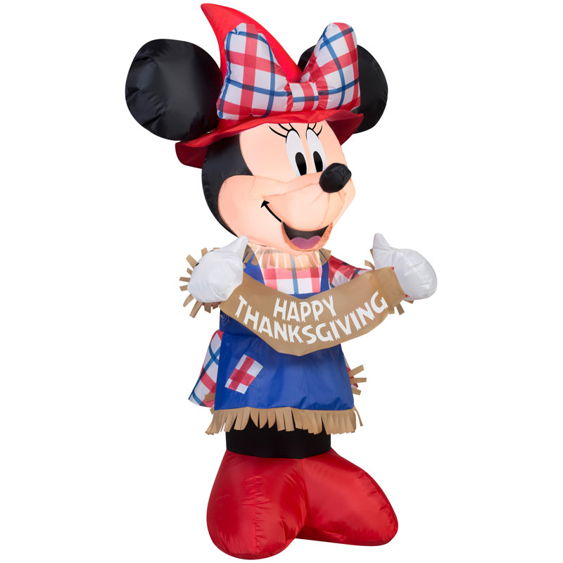 3.5 ft Tall Inflatable Minnie Mouse Scarecrow with Plaid Outfit