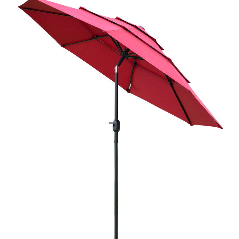 Parasol de patio 9 pi, rouge vin Fonction de manivelle et d'inclinaison sans effort. Idéal pour la terrasse, la cour ou la pelouse. 3 avec évents. Parasol. Robuste parasol d'extérieur en acier 3, rouge - Pelouse élégante et réglable