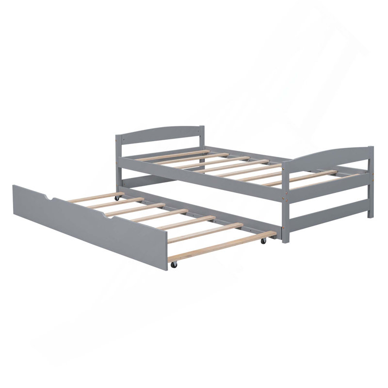 Lit plateforme avec lit gigogne simple, Grey