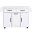 Îlot de cuisine blanc avec poubelle polyvalente, table à abattants, étagère à épices, étagères à serviettes réglables, modèle, armoire de rangement de style moderne, design, support,