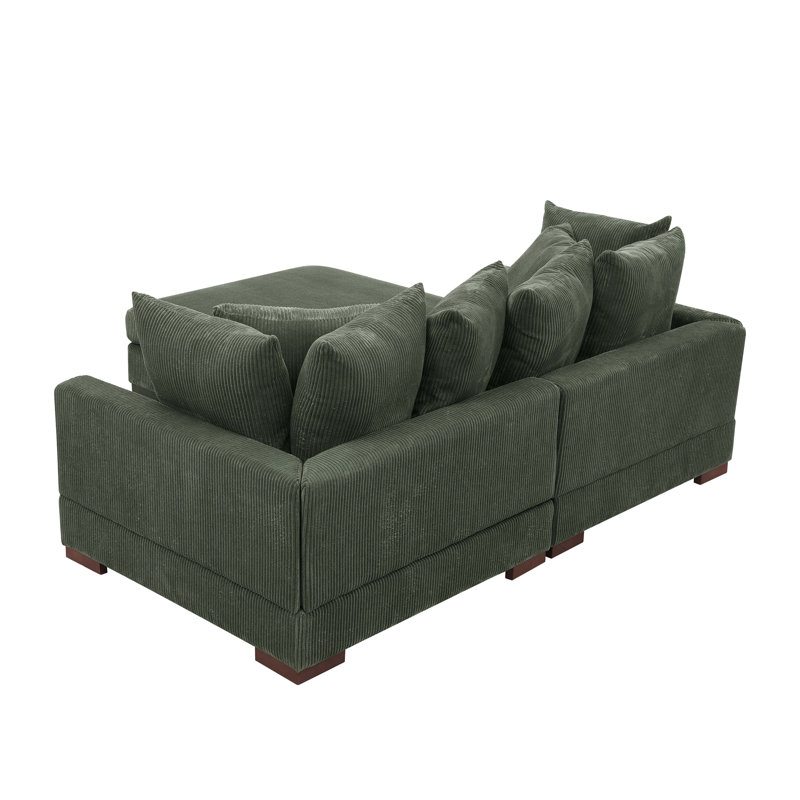 Canapé modulaire rembourré 3 pièces Aurbree, Velours côtelé vert forêt