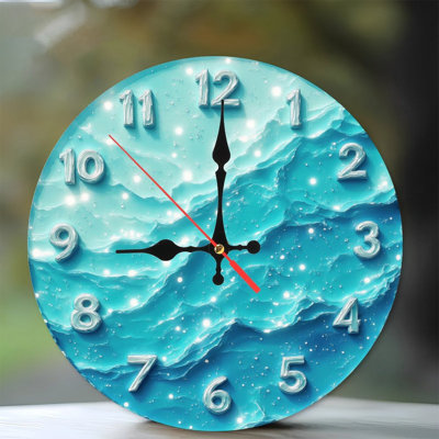 Sparkling Blue Wavy Clock Numbers