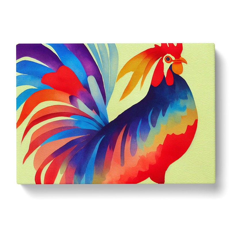 Rainbow Rooster Abstract - Wrapped Canvas, 50cm H x 76cm W x 3cm D