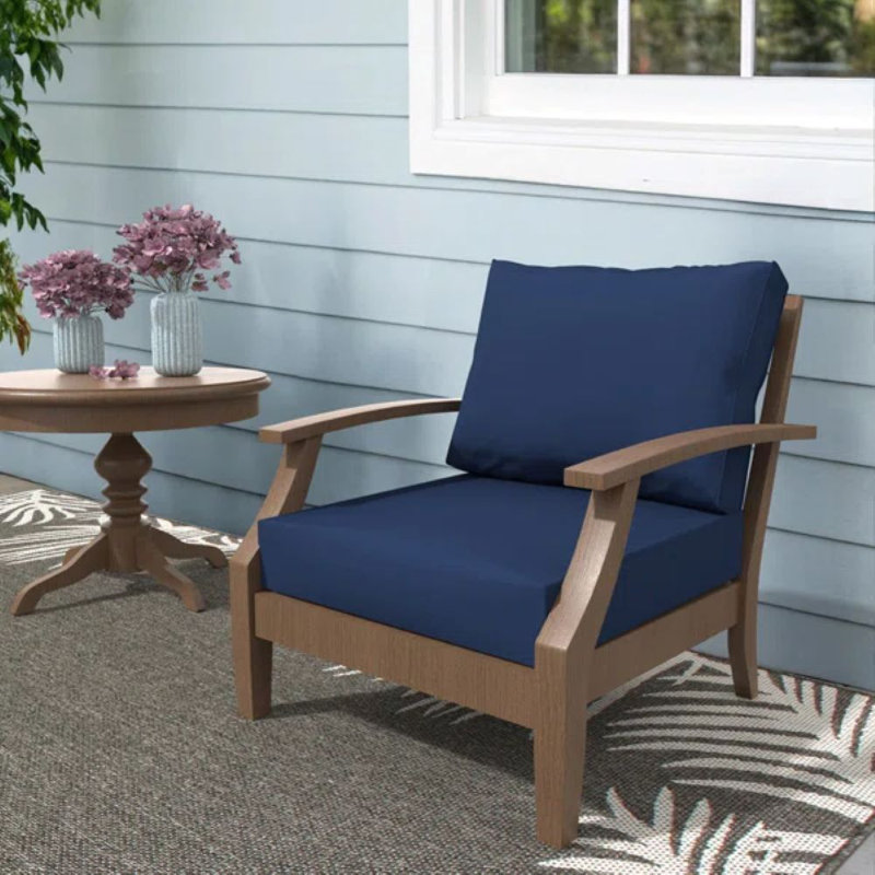 Sunbrella Outdoor Cushion for Arm Chair, Arnot Seat/Back Replacement Cushion for Outdoor Furniture, 2, Canvas Navy