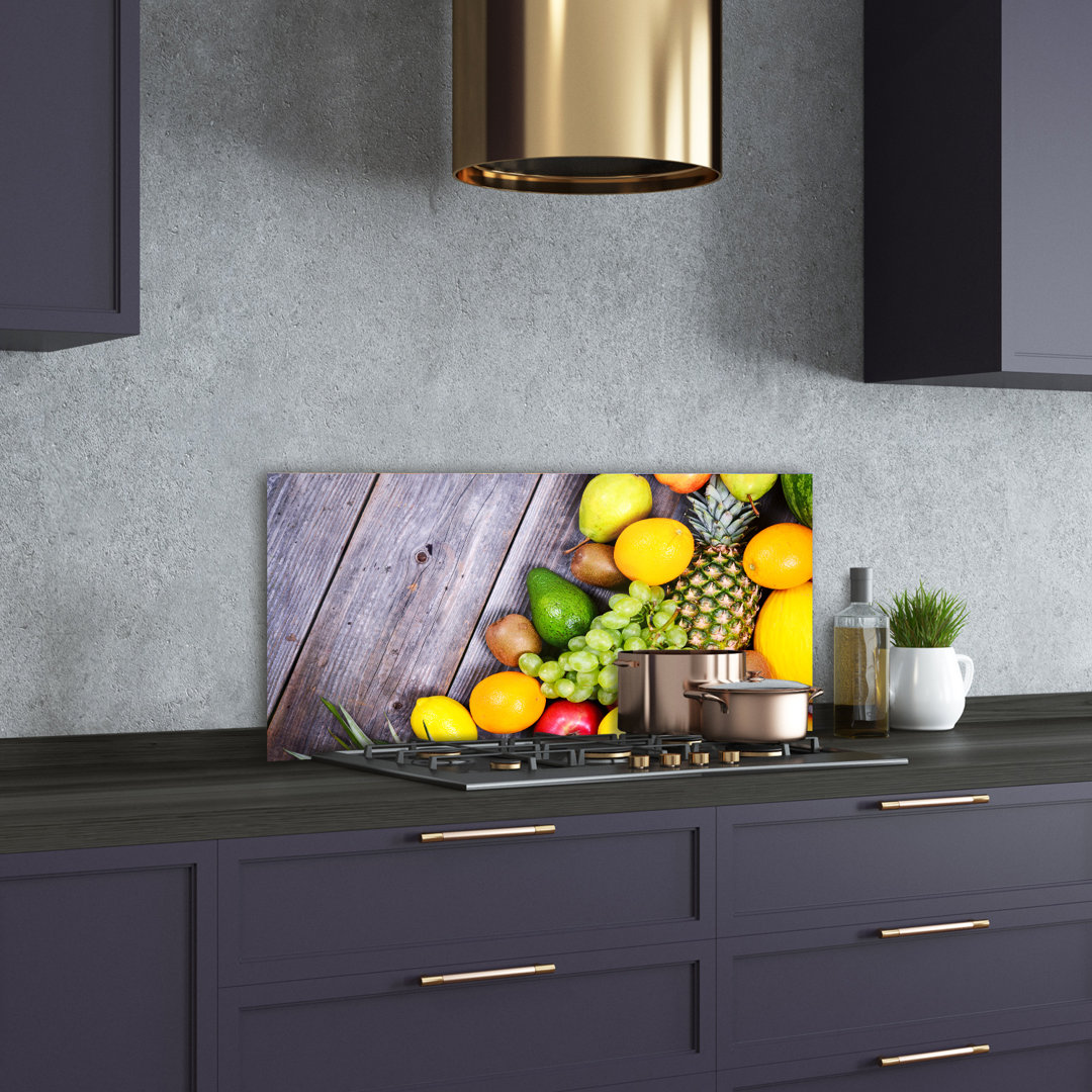 Lorainne Fruit on Wood 50cm x 100cm Glass Panel