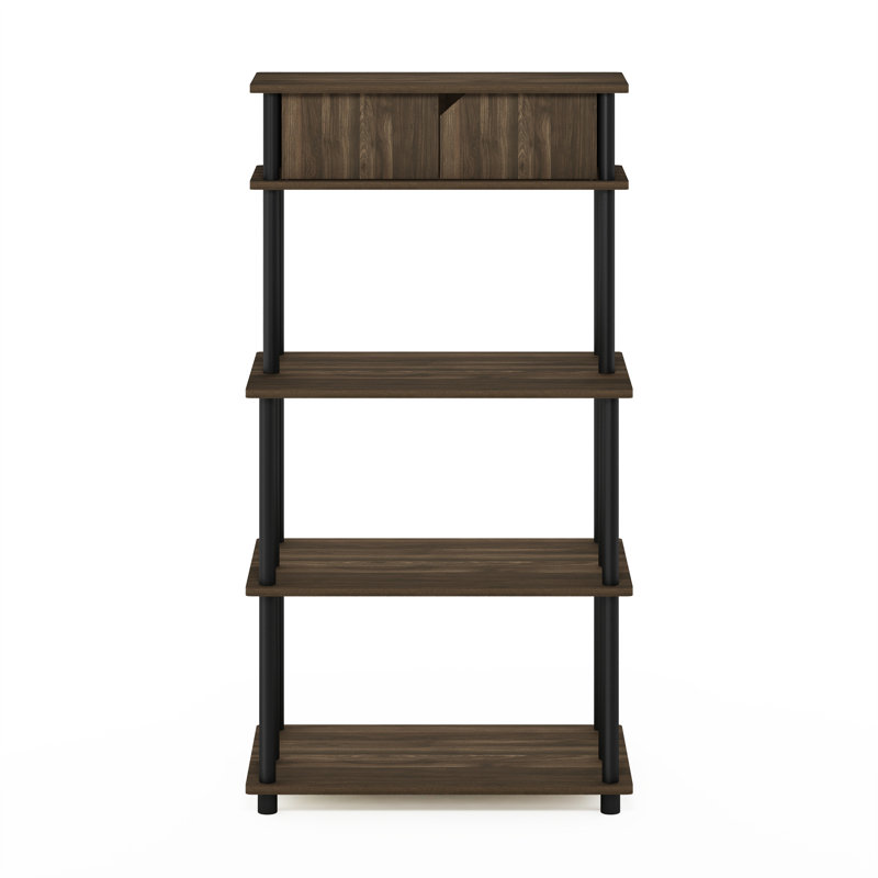 Bralynn 27'' Wide 5 Shelf with Top Cabinet Toolless Multipurpose Storage Shelf, Columbia Walnut/Black