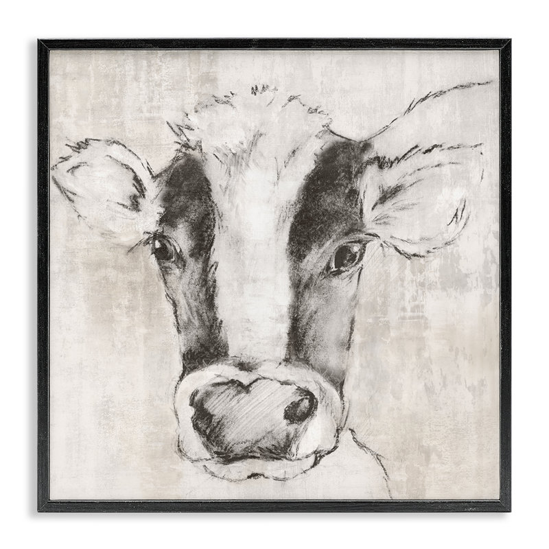  Vache Stupell Industries, impression de giclée encadrée par Eli Jones, H 17 po x l 17 po, Giclée encadrée noir minuit