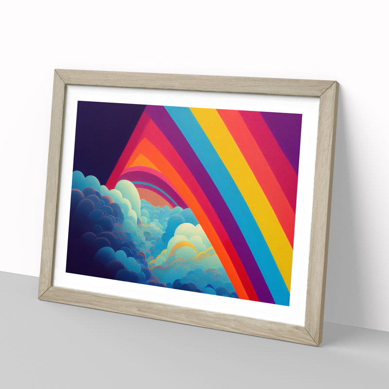 Pop Rainbow Vol.2 Abstract - Single Picture Frame Print, Oak, 34cm H x 46cm W x 2cm D
