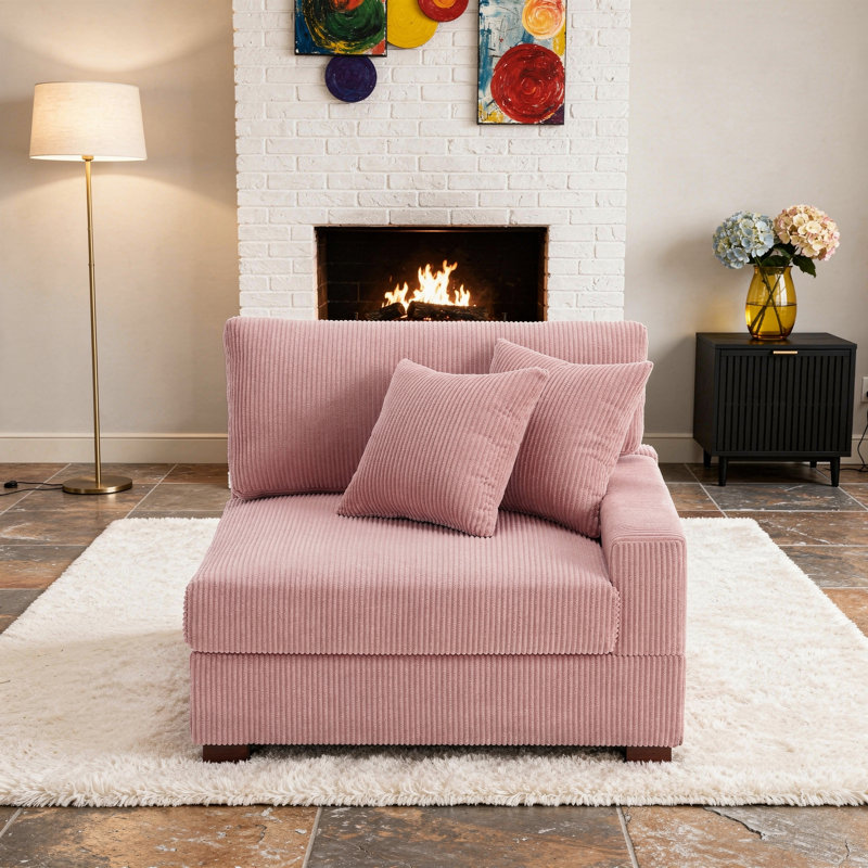 Fauteuil rembourré en velours côtelé, Velours côtelé, Rose