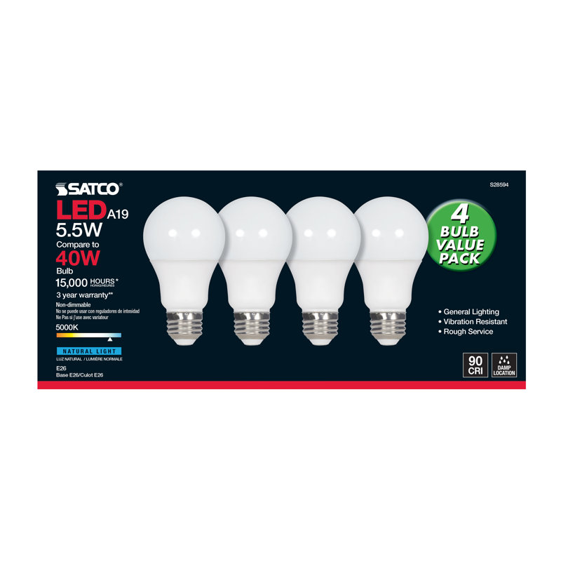 5.5 Watt White LED Bulb, 5000K