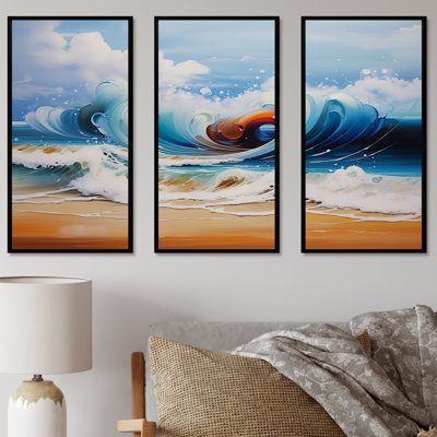 «Vibrant Beach Waves 1» - art mural vagues côtières
