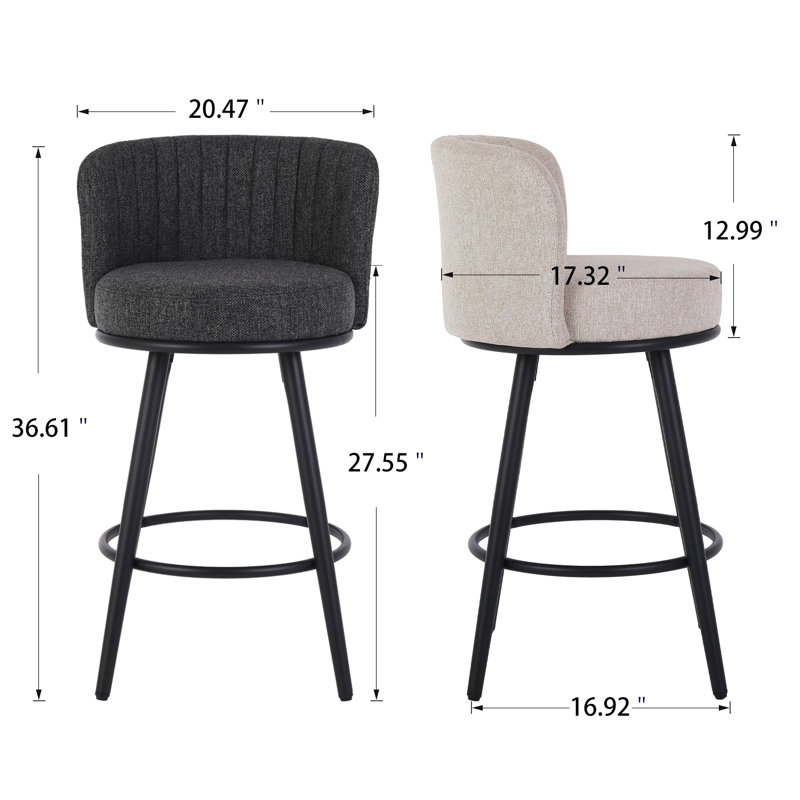 Tabouret de bar 27,55 po Kiamani, Mélange de lin noir