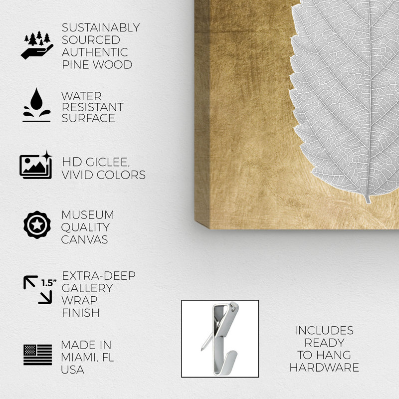 " Leaf In Gold II ", 15" H x 10" W, Wrapped Canvas