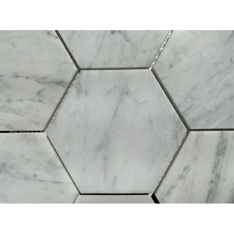9 in. x 15 in. Honeycomb Honed Marble Tile