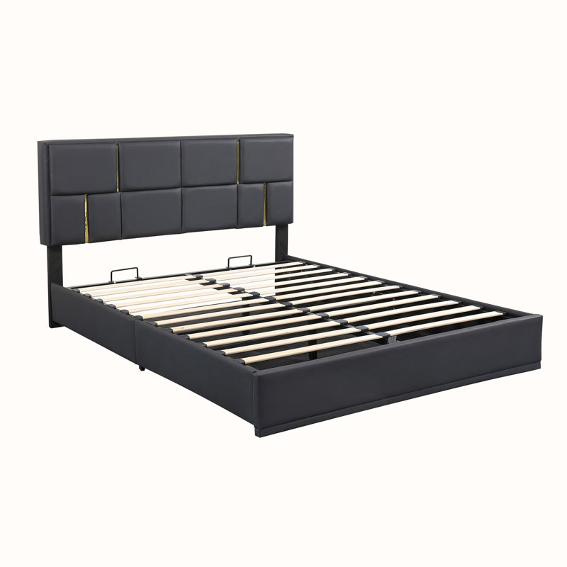Kleomenis Upholstered Platform Storage Bed, Black, Bed
