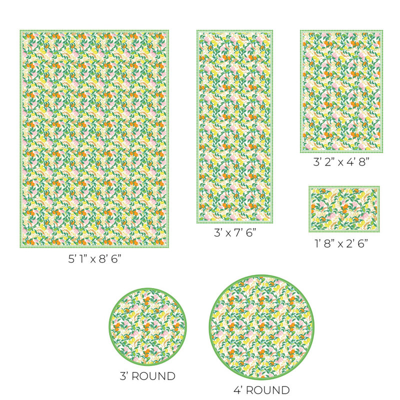 Citrus Vinyl Floor Mat, Rectangle 3'2" x 4'8"
