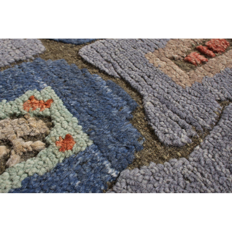 Rug & Kilim’S Art Deco Rug In Blue All Over Geometric Pattern, Rectangle 14' x 20'